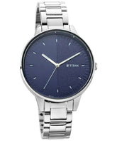 Titan Women's Watch Blue Dial Silver Stainless Steel Strap Watch, 2648SM01